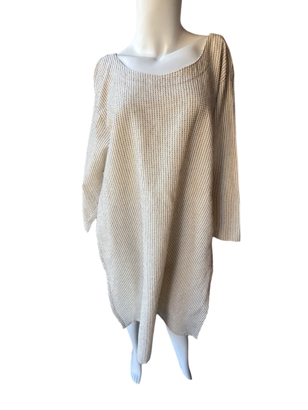 Cream with Black pinstripe tunic/dress/cover up Large